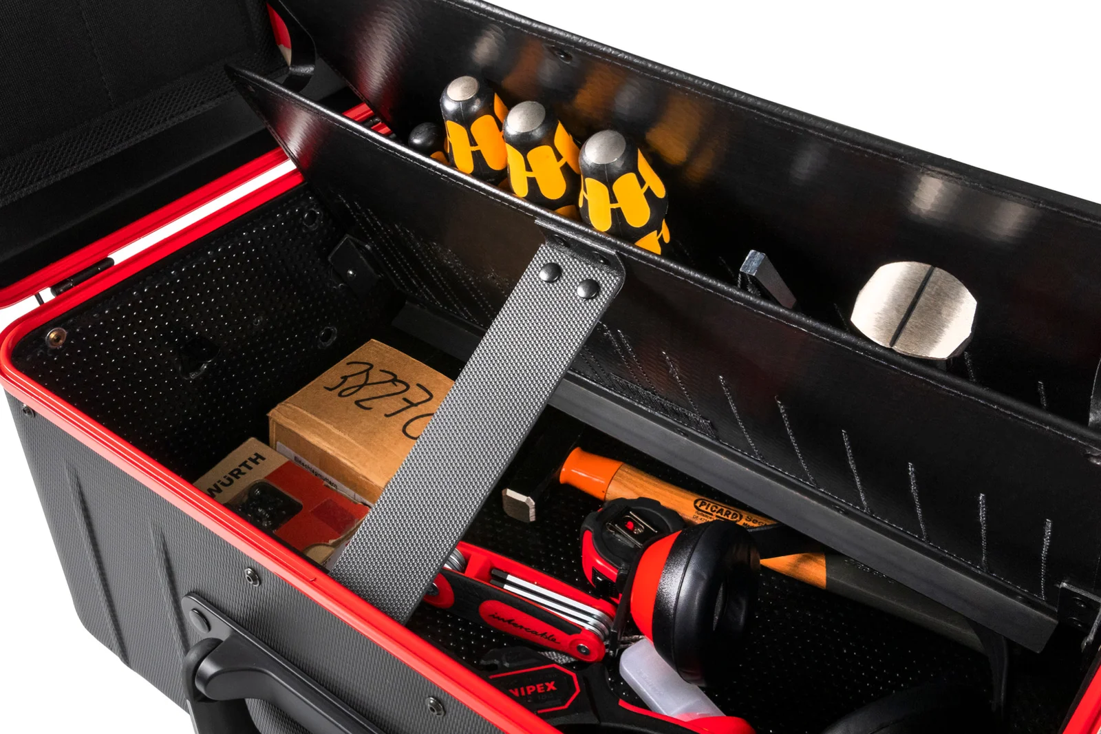 Detailbild von geöffneter PARACTIVE Koffer mit Werkzeug